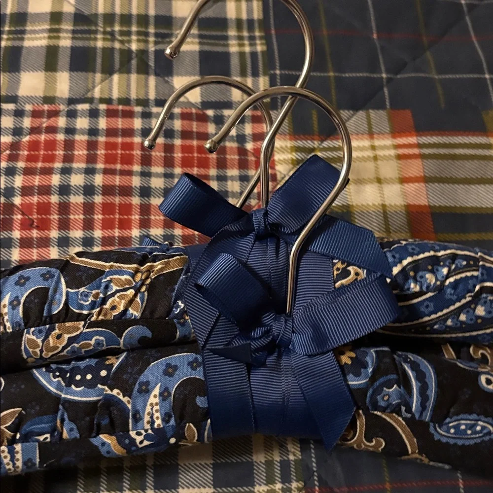 Vera Bradley Navy Blue Paisley Padded Hangers - Set with Ribbon